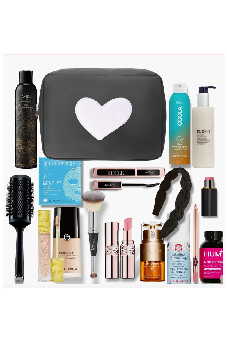 XL Heart Cosmetics Bag, Alternate, color, BLACK