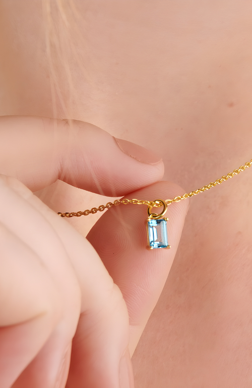 Little Sky Stone Birthstone Necklace In Blue Topaz/december