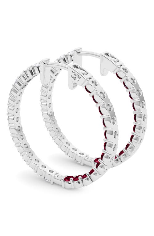Hautecarat Lab Grown Diamond & Birthstone Inside Out Hoop Earrings