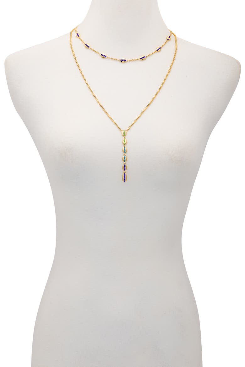 Crystal Layered Chain Y-Necklace, Alternate, color, GOLD TONE