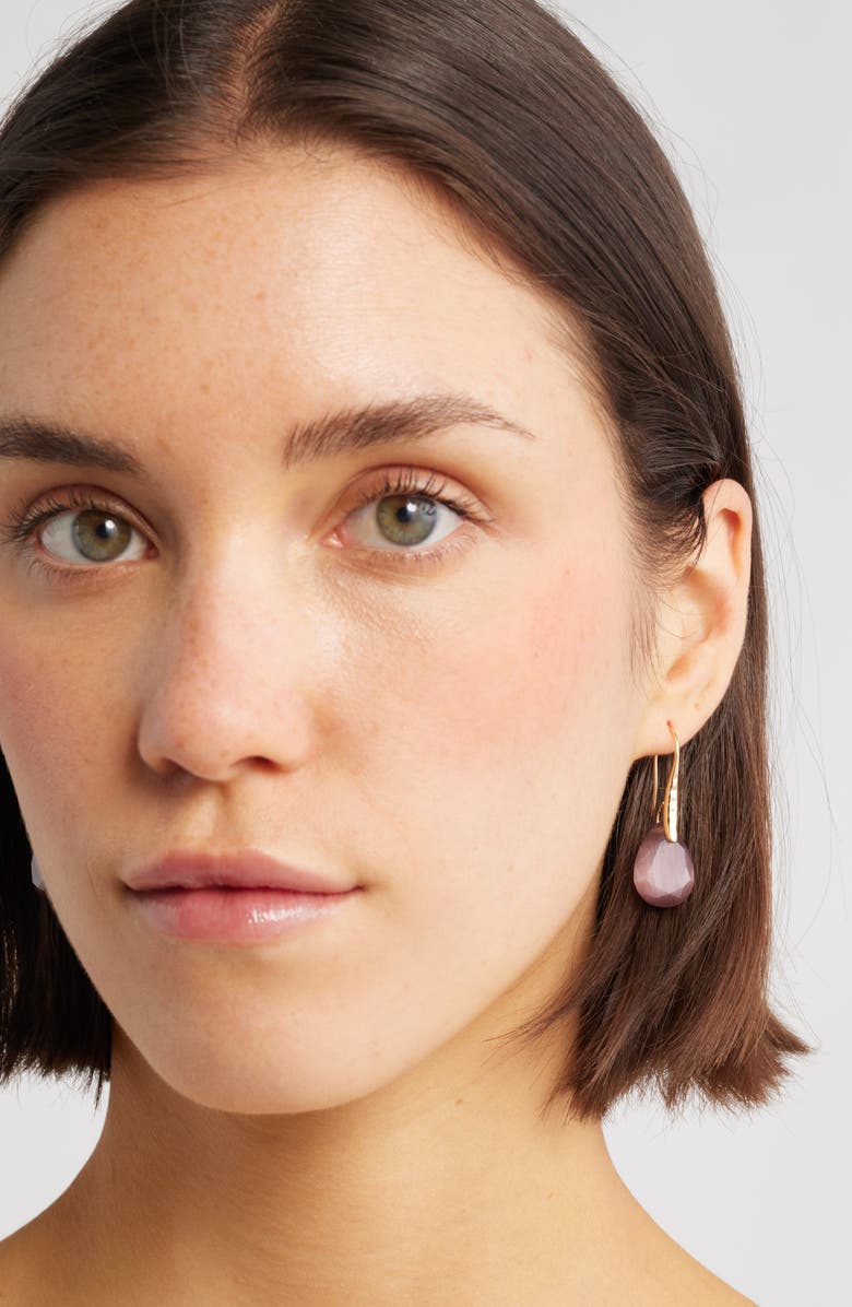 Nordstrom Teardrop Semiprecious Stone Drop Earrings, Alternate, color, Mauve- Gold