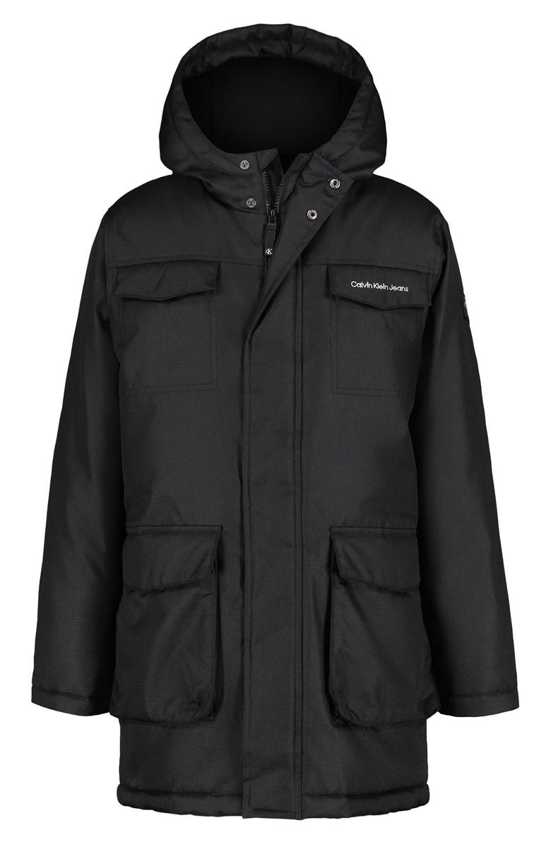 Calvin Klein Kids' Snorkel Hooded Jacket, Main, color, Black