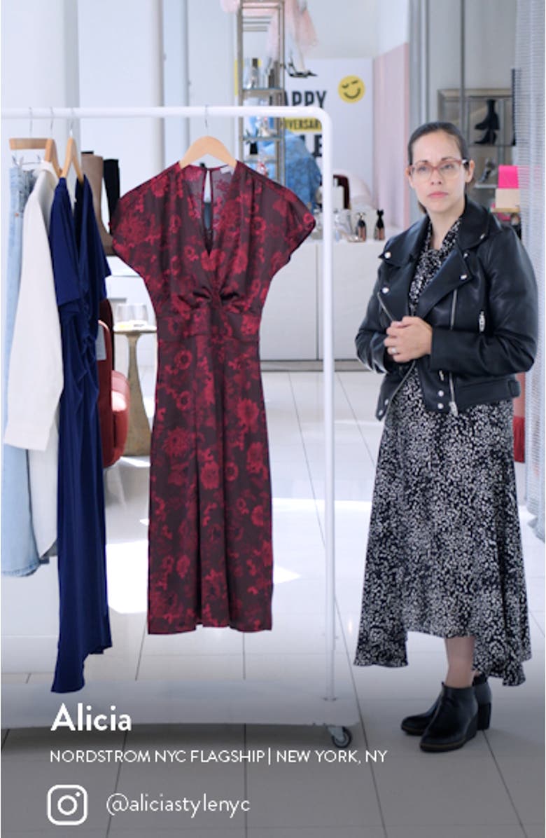 Surplice V-Neck Satin Midi Dress, sales video thumbnail