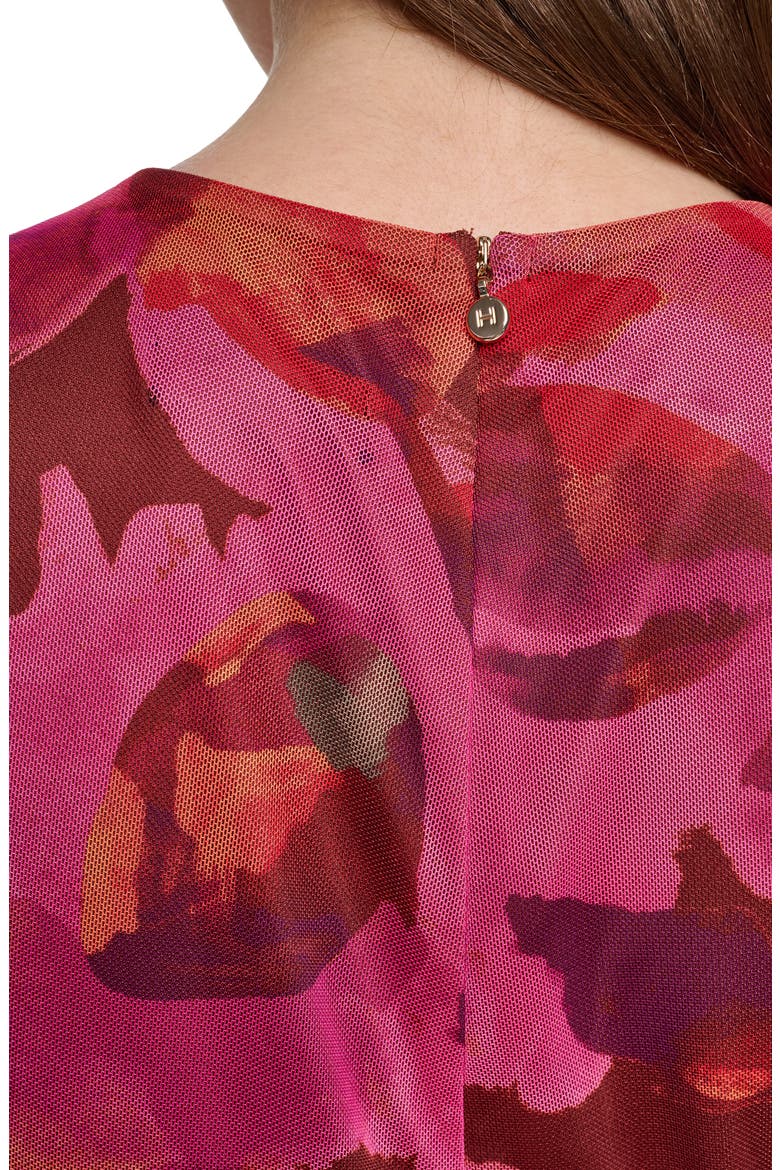 Sleeveless Mesh Keyhole Dress, Alternate, color, PINK BROWN MULTI