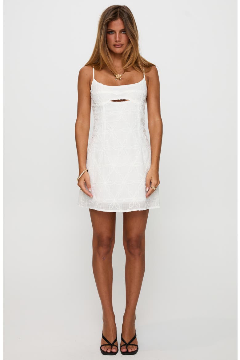 Powell Embroidered Cutout Minidress, Alternate, color, WHITE