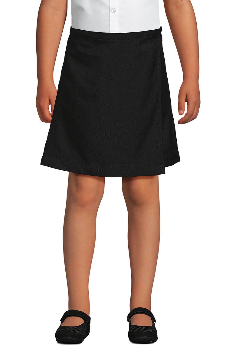 School Uniform Girls Solid A Line Tab Skort Top of Knee, Main, color, Black