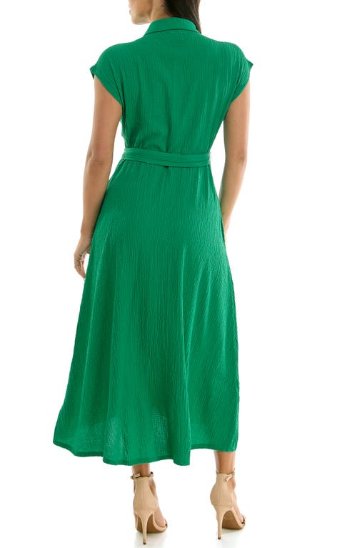 Nina Leonard Cap Sleeve Shirtdress In Spring Forest