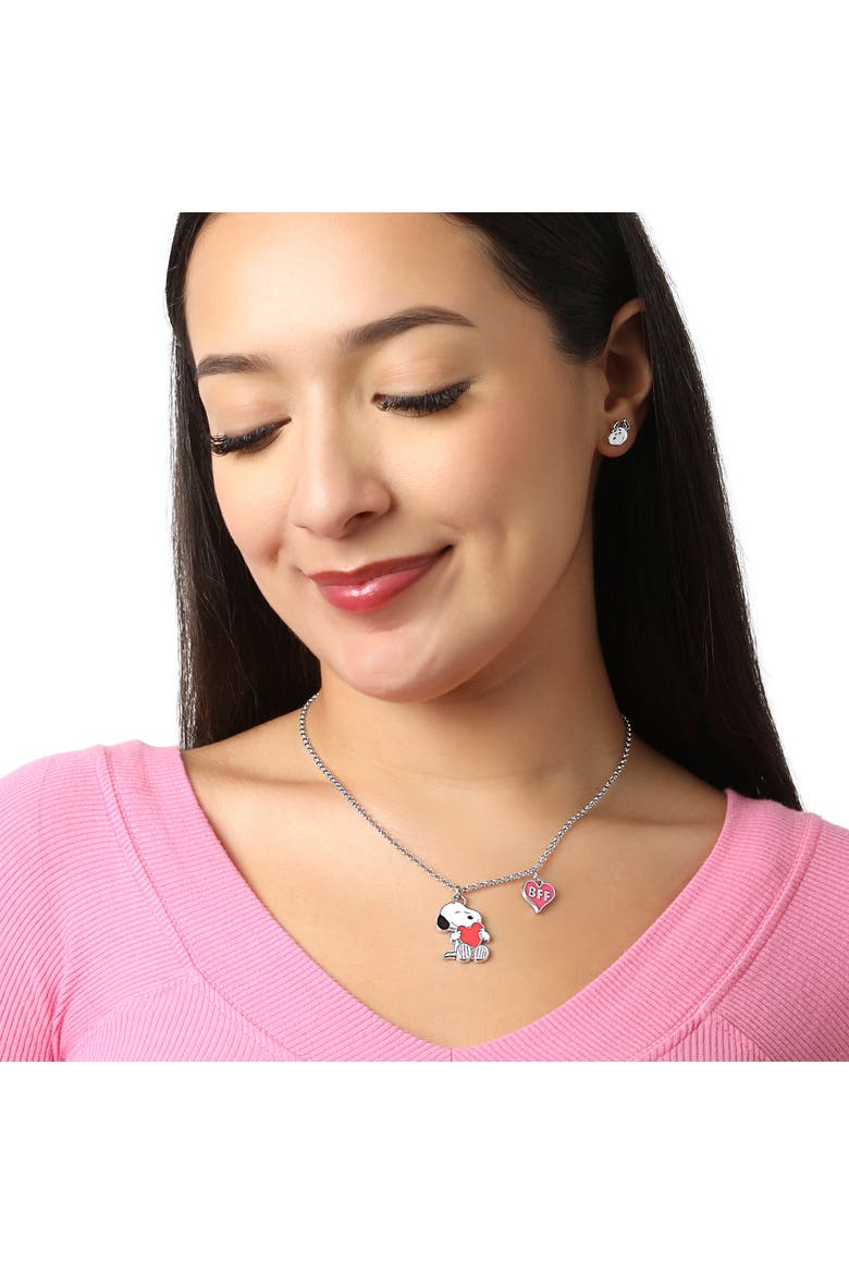 Snoopy & Woodstock BFF 2 Piece Necklace Set - 16 + 3.25'', Alternate, color, Silver