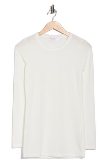 Renee C Brushed Knit Long Sleeve Top In White