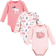 Hudson Baby Essential All-Cotton Long-Sleeve Bodysuit Triple Pack