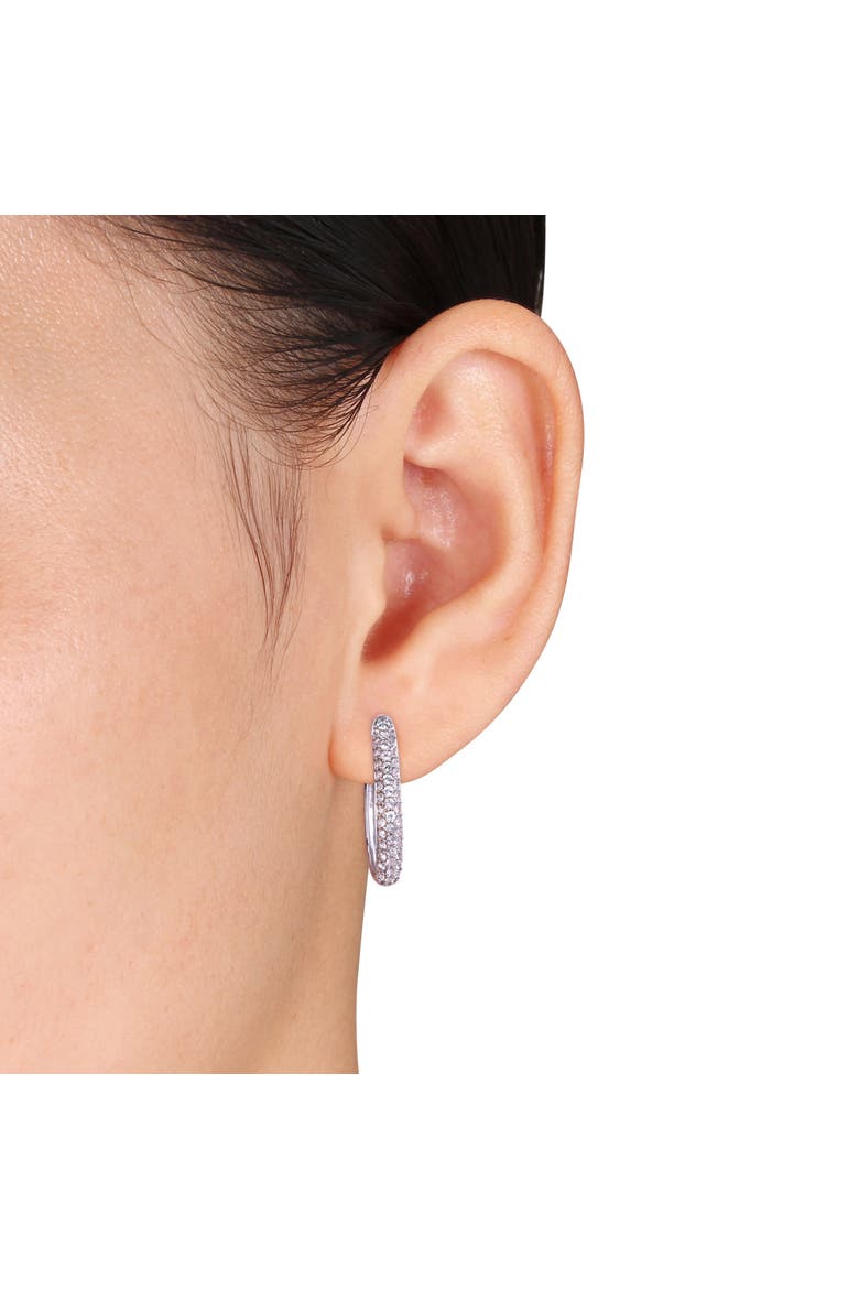 White Sapphire Hoop Earrings 10k, Alternate, color, White Gold