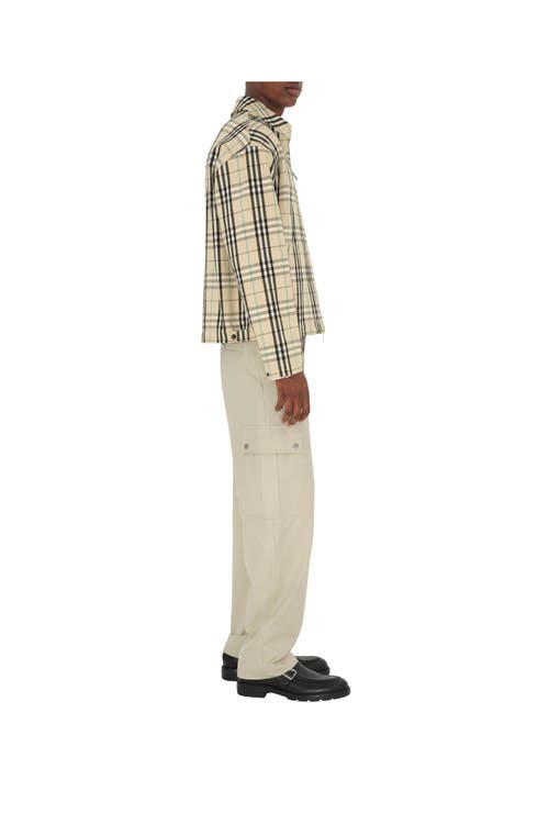 Shop Burberry Check Cotton Harrington Jacket In Husk