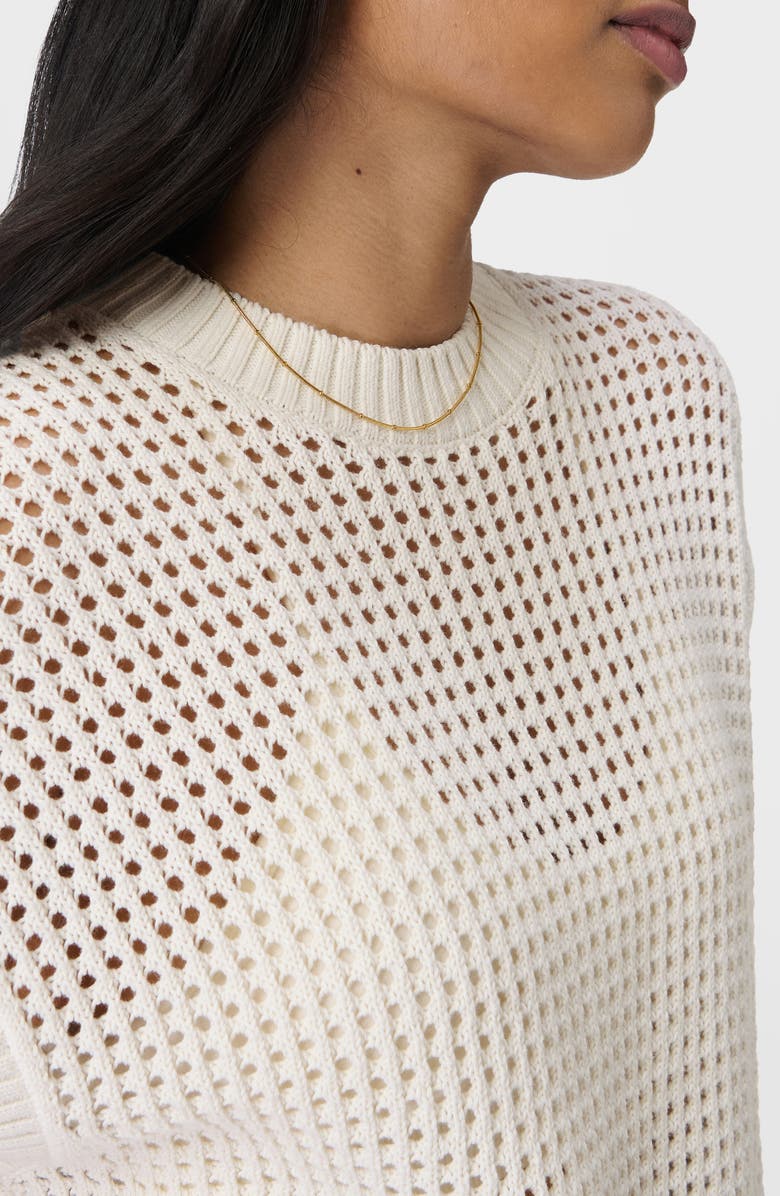 Sweaty Betty Tides High Whipstitch Open Knit Sweater, Alternate, color, Lily White