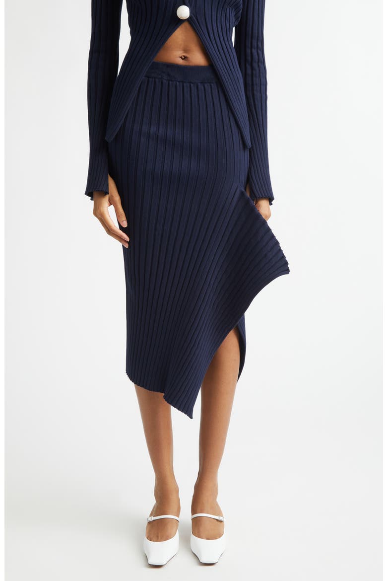 Cotton Ribbed Sweater Skirt, Main, color, INK