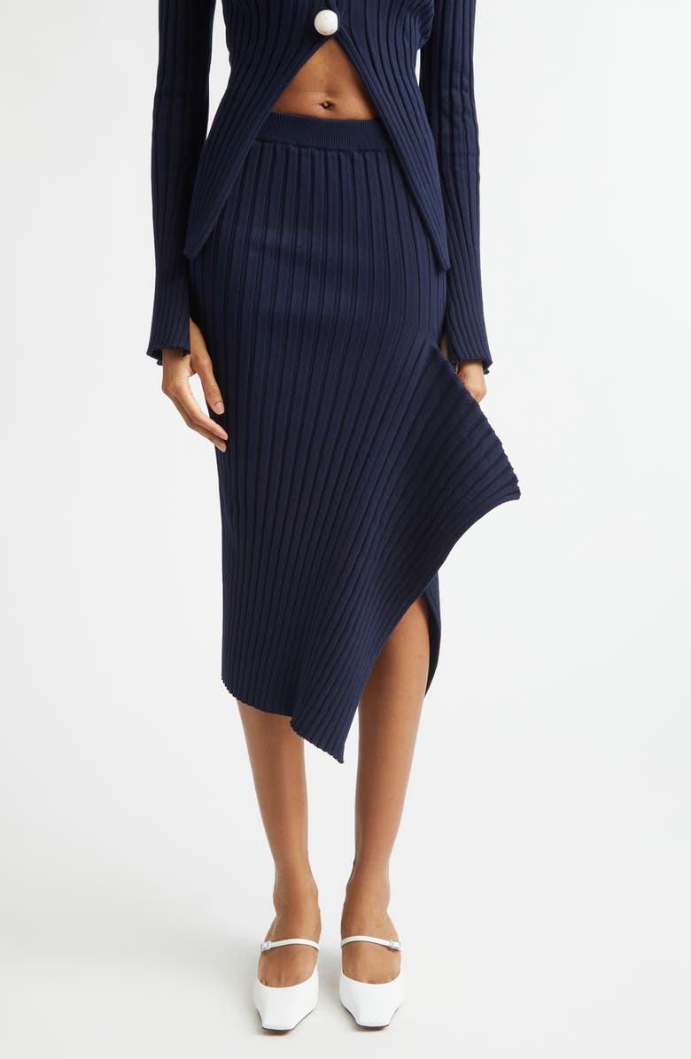 Stella McCartney Cotton Ribbed Sweater Skirt, Main, color, Ink