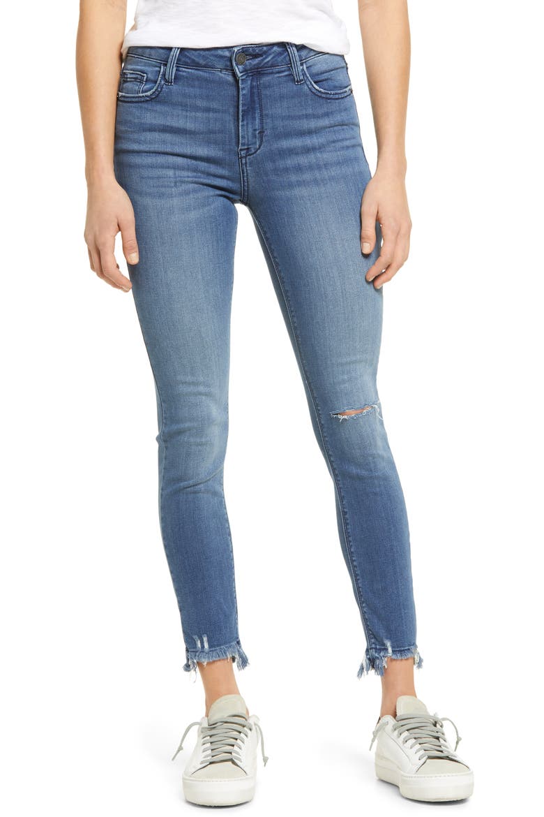 Ripped Stretch Ankle Skinny Jeans, Main, color, MEDIUM WASH