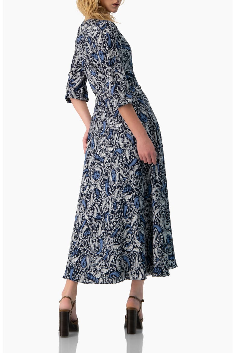 Paisley V-Neck Maxi Dress, Alternate, color, Navy Blue