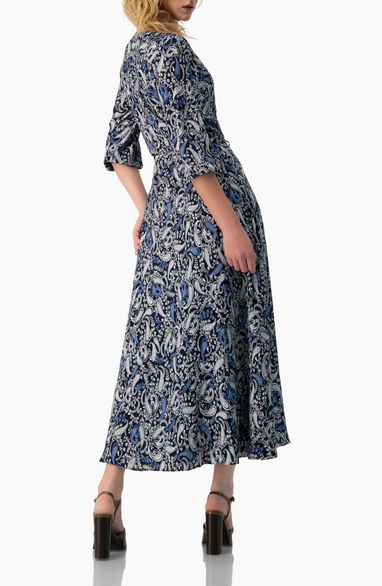 IVONNE Paisley V-Neck Maxi Dress, Alternate, color, Navy Blue
