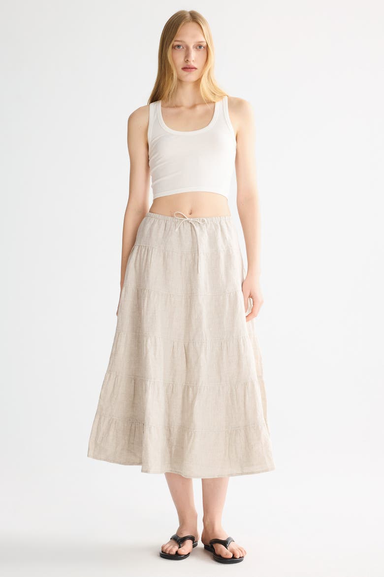 Bouquet Linen Skirt, Main, color, Beige