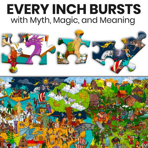 1000 Piece Jigsaw Puzzle Set for Adults - Mythology Collection, 3-Pack | Ages 14+