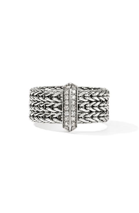 Icon Link Ring with Diamonds