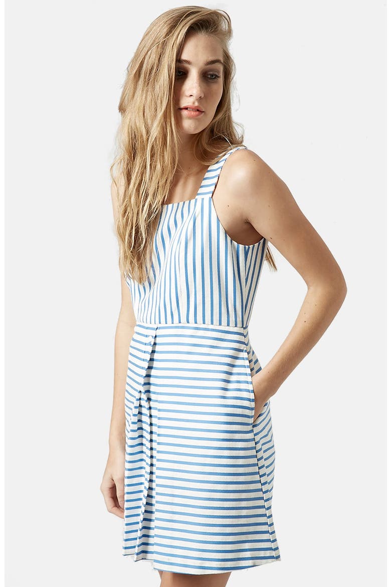 Stripe Pinafore Dress, Main, color, BLUE