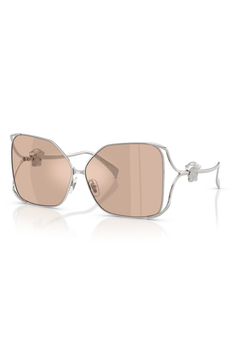 Versace 62mm Oversize Square Sunglasses, Alternate, color, Silver / Pink Mirror Silver