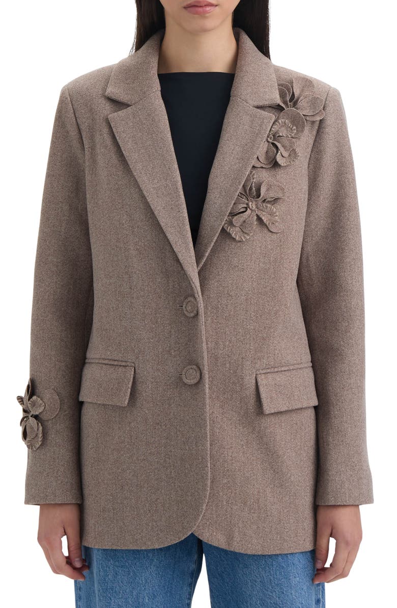 NVLT Floral Appliqué Blazer, Main, color, Taupe Mix