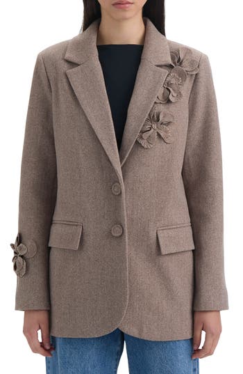 Nvlt 3d Flower Blazer In Brown