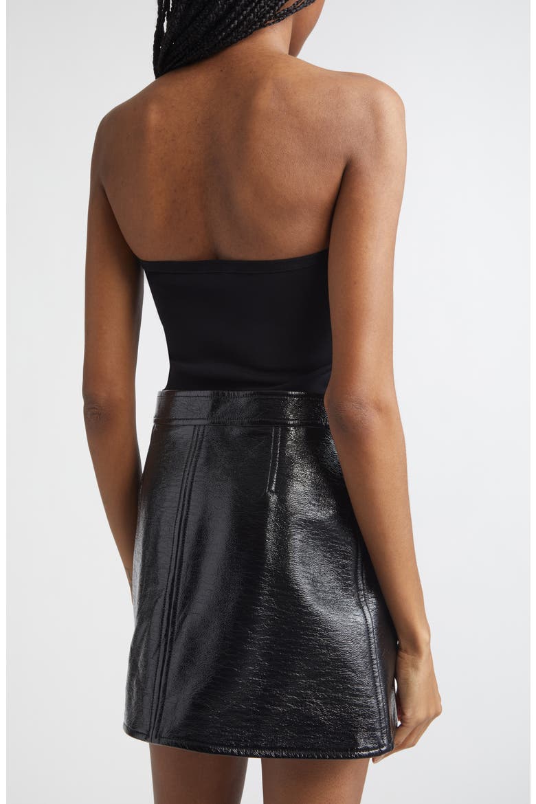 Buckle Detail Bustier Knit Top, Alternate, color, BLACK