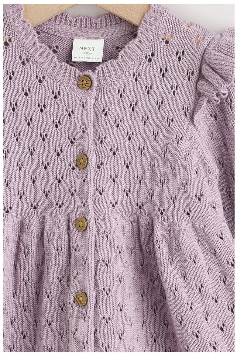 Kids' Textured Pointelle Cotton Knit Dress, Alternate, color, PURPLE