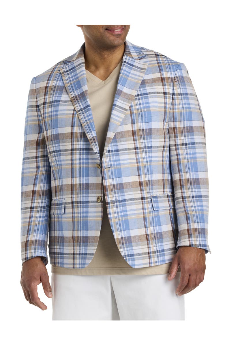Tallia Big & Tall Madras Plaid Linen Sport Coat, Main, color,