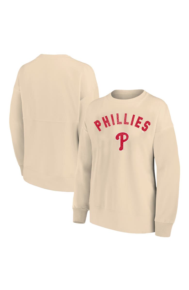 PROFILE Women's Profile  Oatmeal Philadelphia Phillies Plus Size French Terry Pullover Sweatshirt, Alternate, color, Oatmeal