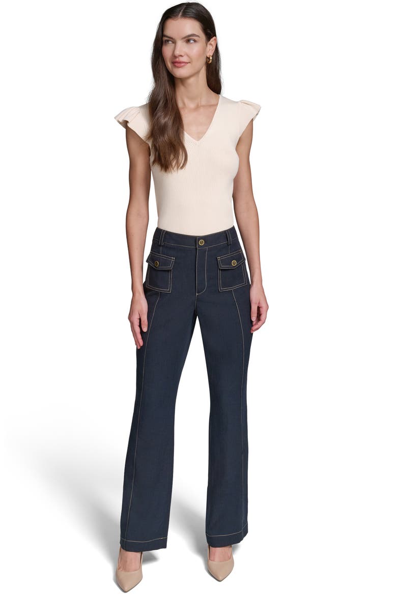 Seam Detail High Waist Suiting Pants, Alternate, color, MIDNIGHT NAVY