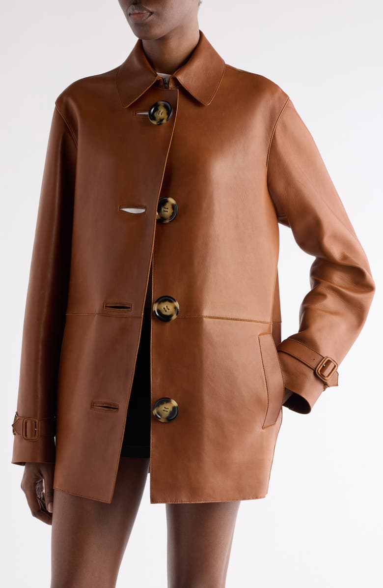 Acne Studios Lorassino Lambskin Leather Jacket, Alternate, color, Cognac Brown