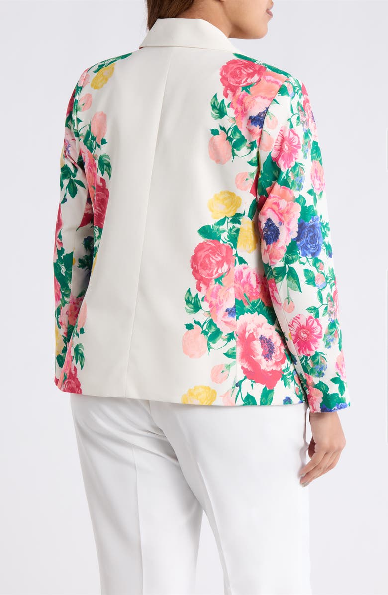 Tahari ASL Floral Double Breasted Blazer, Alternate, color, Ivory Multi