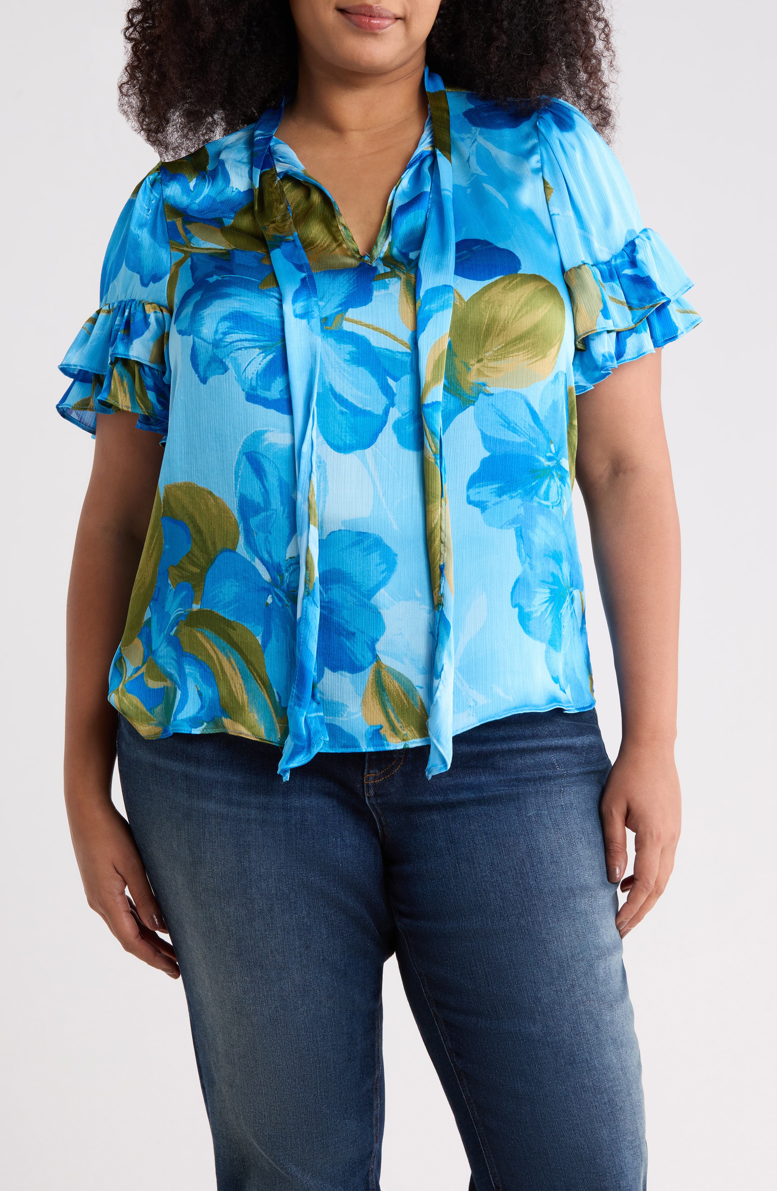 Neiva Floral Tie Neck Top