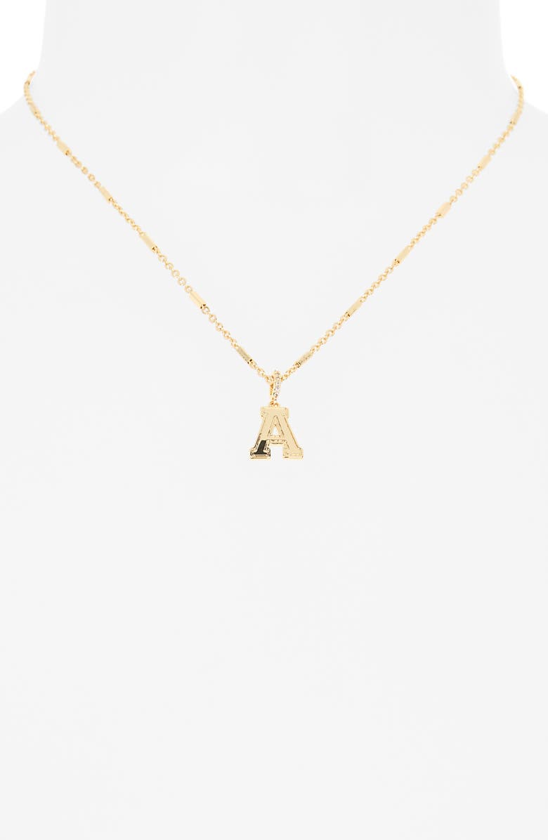 Leith Varsity Font Cubic Zirconia Initial Pendant Necklace, Alternate, color, A- Gold