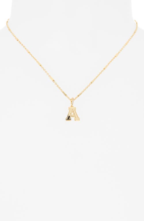 Leith Varsity Font Cubic Zirconia Initial Pendant Necklace In Gold