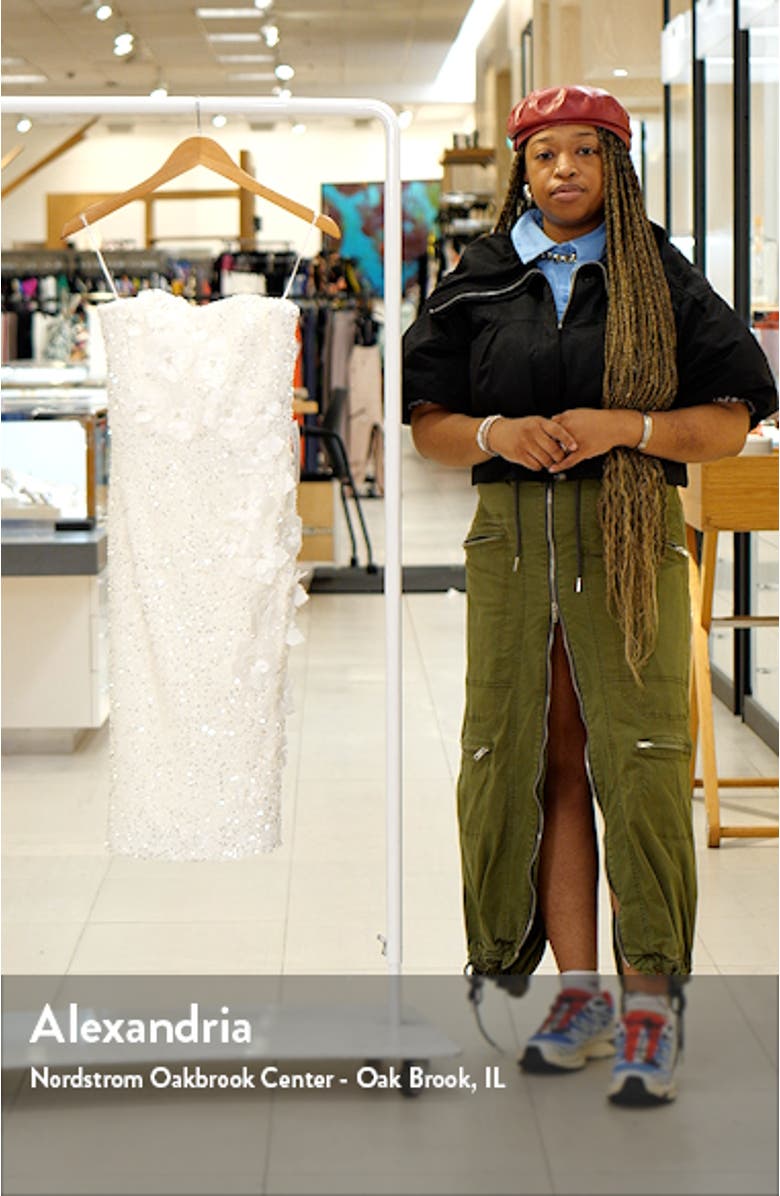 Liliana Sequin Floral Appliqué Strapless Cocktail Dress, sales video thumbnail