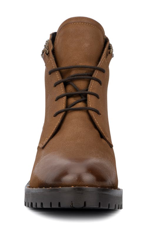 Vintage Foundry Olga Chain Trim Leather Lace-up Boot In Tan