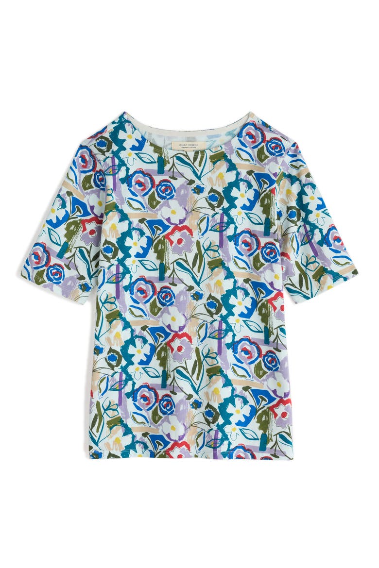 Poisson Print Organic Coton T-Shirt, Alternate, color, STUDIO FLORAL CHALK