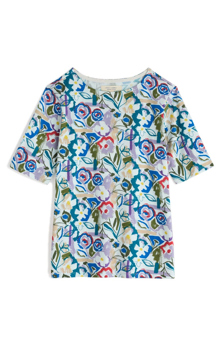 Seasalt Cornwall Poisson Print Organic Coton T-Shirt, Alternate, color, Studio Floral Chalk
