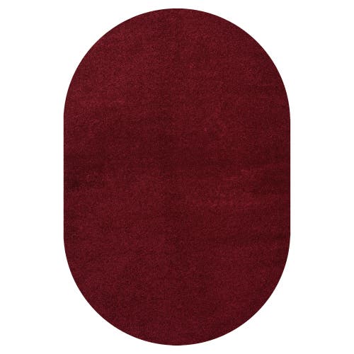 Jonathan Y Haze Solid Low-pile Oval Area Rug In Red/vermillion