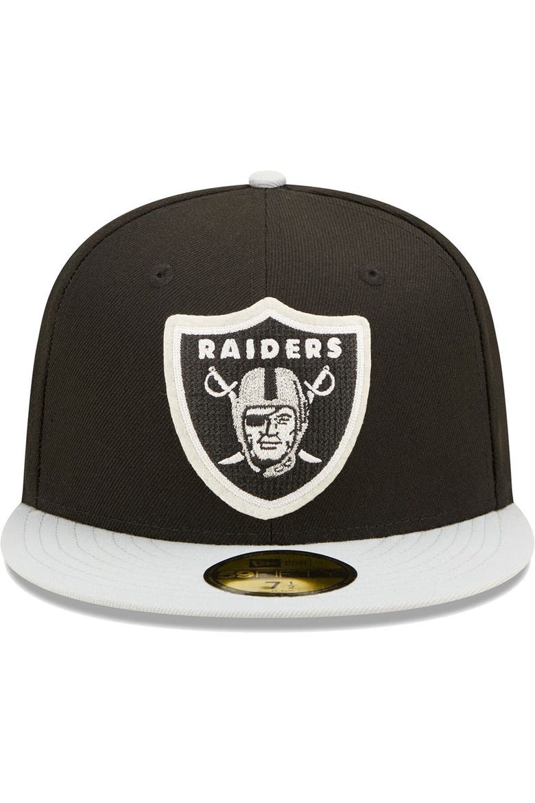 Men's New Era Black/Silver Las Vegas Raiders Super Bowl XVIII Letterman 59FIFTY Fitted Hat, Alternate, color, Black