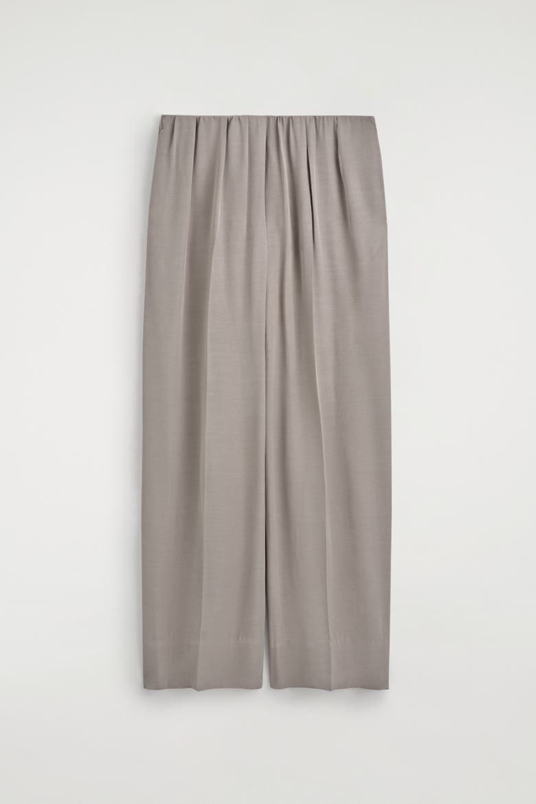 Elasticated Twill Straight-leg Pants, Alternate, color, LIGHT GRAY