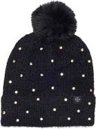 Nanette Lepore Star Embellished Faux Fur Pom Beanie