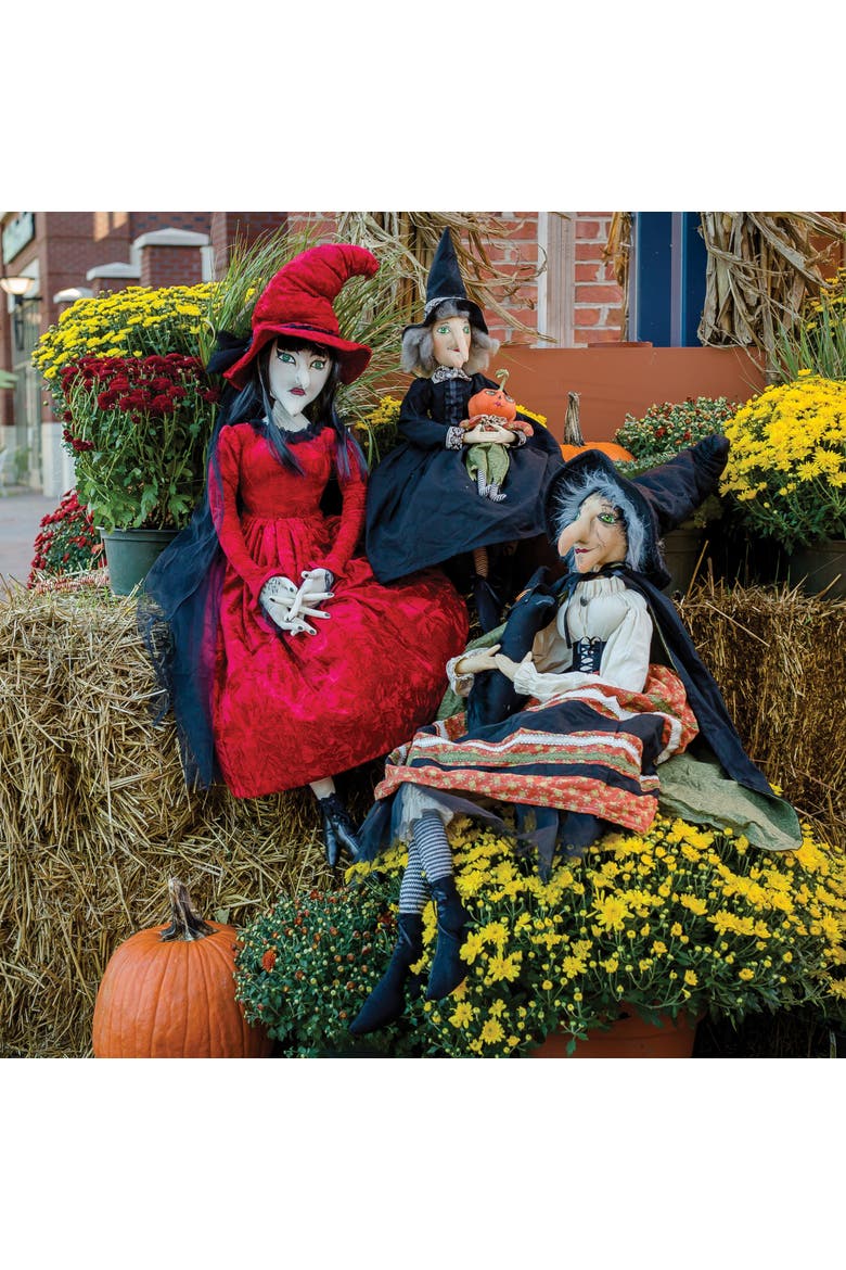 Marleigh Witch Pumpkin Halloween Joe Spencer Gathered Traditions Figurine, Alternate, color, Black