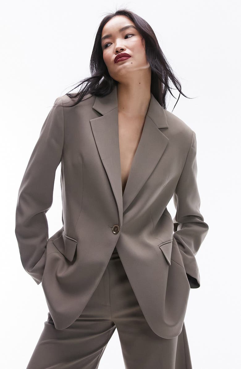 Topshop Split Back Oversize Blazer, Main, color,