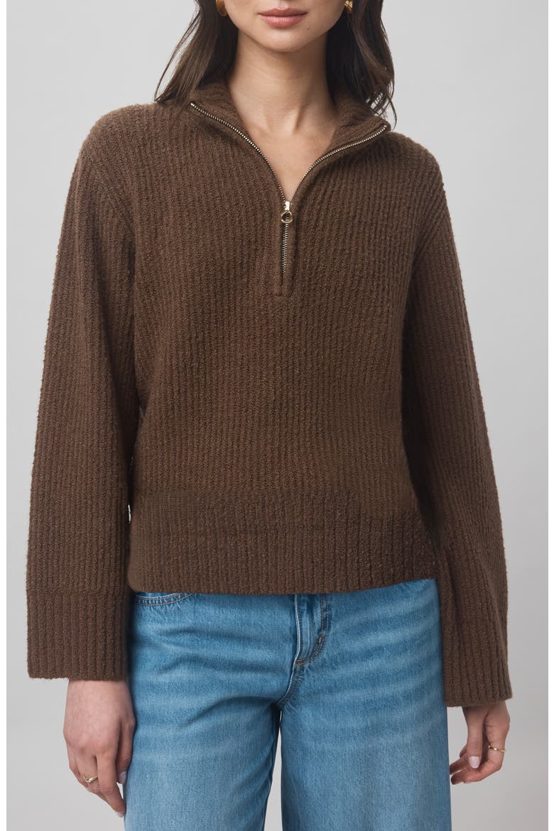 x @cellajaneblog Quarter Zip Sweater, Main, color, TRUFFLE